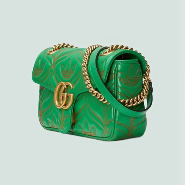 Gucci Adidas X GG Marmont Liten Skulderveske - Grønt Og Oransje Skinn