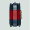 Gucci Adidas X Horsebit 1955 Liten Veske - Mørkeblått Og Rødt Skinn