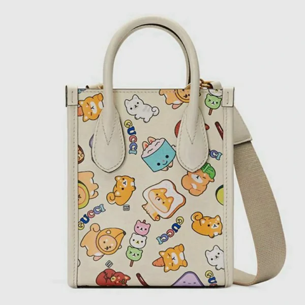 Gucci Animal Print Mini Tote Bag - Hvitt Skinn