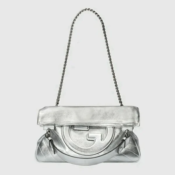 Gucci Blondie Small Tote Bag - Silver Lamé Leather