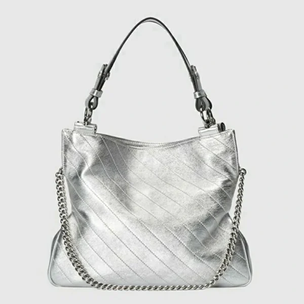 Gucci Blondie Small Tote Bag - Silver Lamé Leather