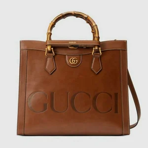 Gucci Diana Medium Top Handle Bag - Brunt Skinn