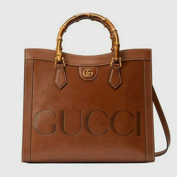 Gucci Diana Medium Top Handle Bag - Brunt Skinn