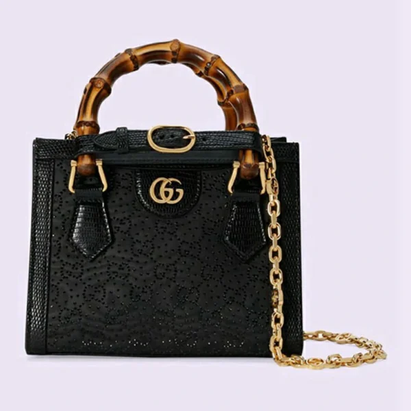 Gucci Diana Mini GG Crystal Tote Bag - Svart