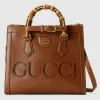 Gucci Diana Small Tote Bag - Brunt Skinn