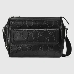 Gucci GG Embossed Messenger Bag - Svart Skinn