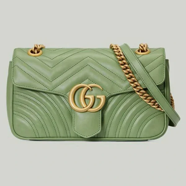 Gucci GG Marmont Liten Skulderveske - Sage Green Leather
