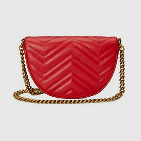 Gucci GG Marmont Matelassé Chain Mini Bag - Rødt Skinn