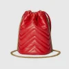 Gucci GG Marmont Matelassé Mini Bucket Bag - Rødt Skinn