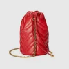 Gucci GG Marmont Matelassé Mini Bucket Bag - Rødt Skinn