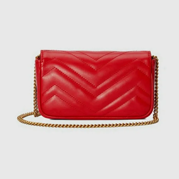 Gucci GG Marmont Matelassé Super Mini Bag - Rødt Skinn