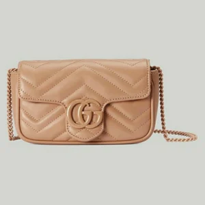 Gucci GG Marmont Matelassé Super Mini Bag - Rose Beige Lær