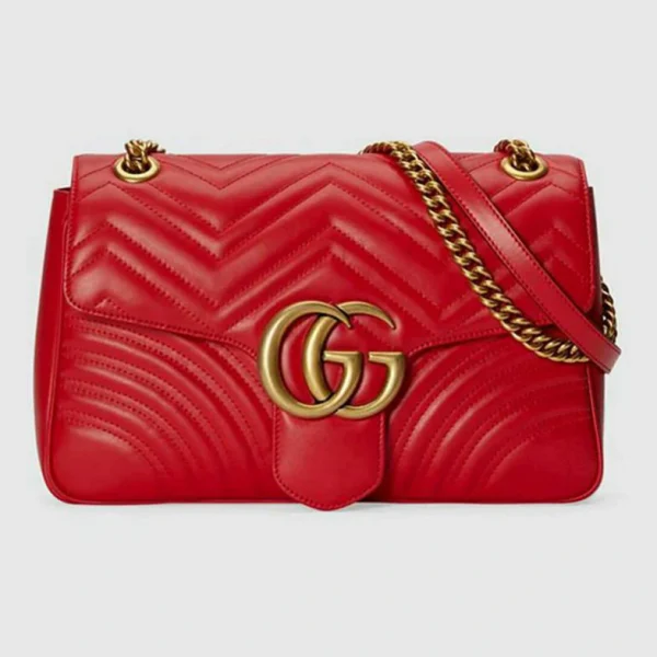 Gucci GG Marmont Medium Skulderveske - Rødt Skinn