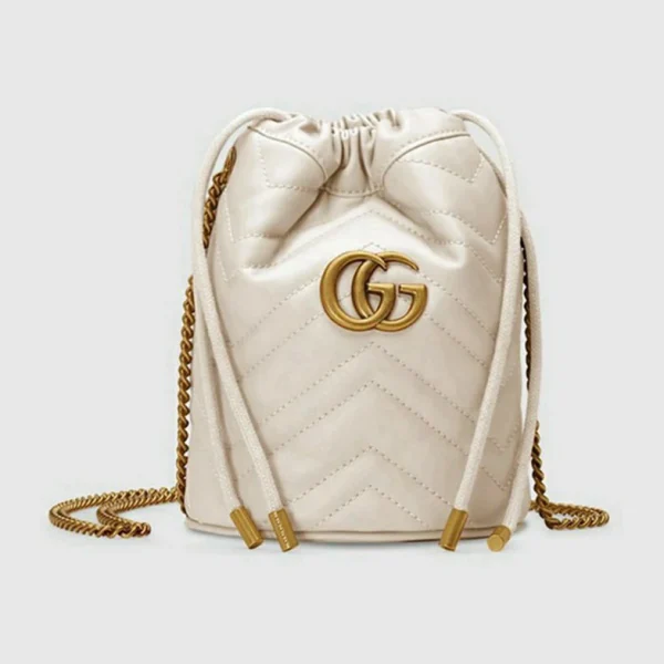 Gucci GG Marmont Mini Bucket Bag - Hvitt Skinn