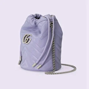 Gucci GG Marmont Mini Bucket Bag - Lilla Skinn