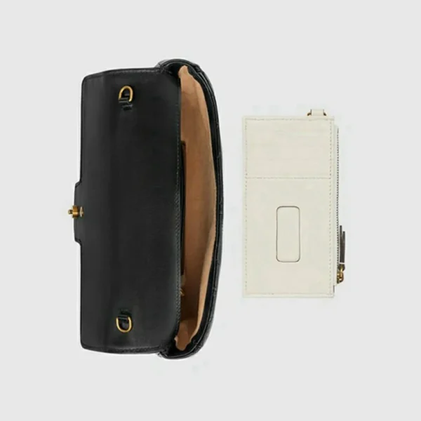 Gucci GG Marmont Mini Card Case Chain Wallet - Svart Skinn
