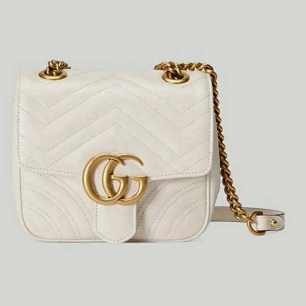 Gucci GG Marmont Mini Skulderveske - Hvit Skinn
