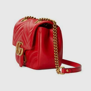 Gucci GG Marmont Mini Skulderveske - Rødt Skinn