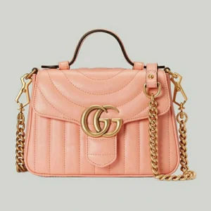 Gucci GG Marmont Mini Top Handle Bag - Peach Leather