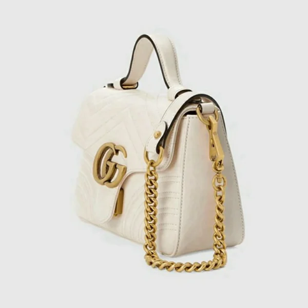 Gucci GG Marmont Mini Top Håndtak Veske - Hvit Skinn