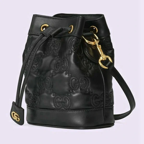 Gucci GG Matelassé Bucket Bag - Svart Skinn