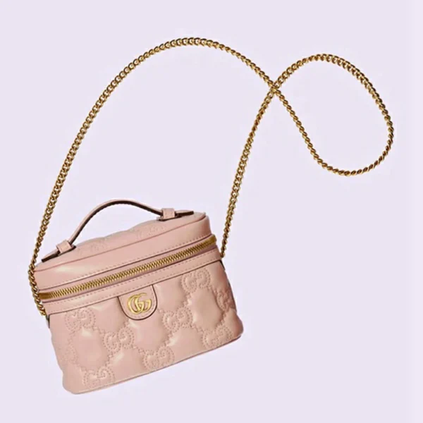 Gucci GG Matelassé Topphåndtak Mini Bag - Lys Rosa Lær