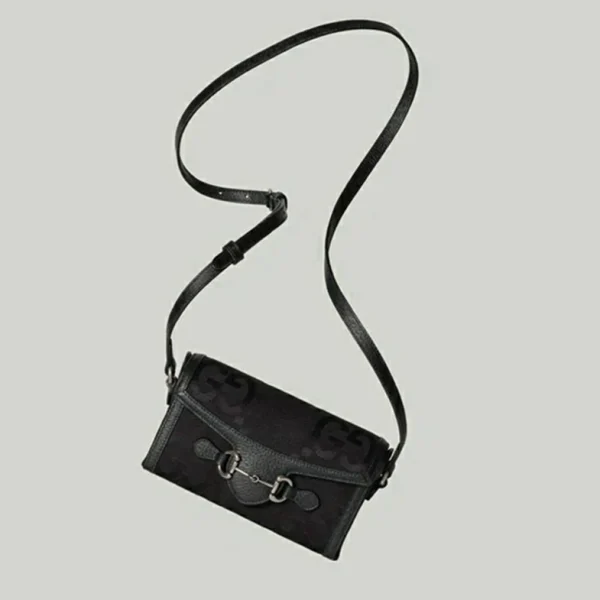 Gucci Horsebit 1955 Jumbo GG Mini Bag - Svart Lerret