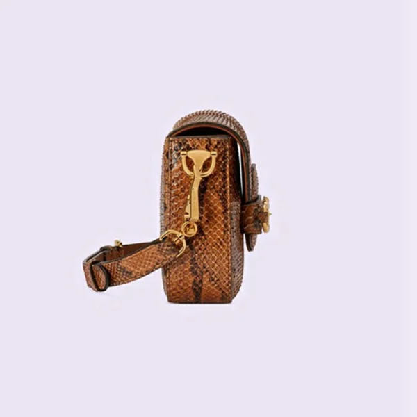 Gucci Horsebit 1955 Mini Python Bag - Brun