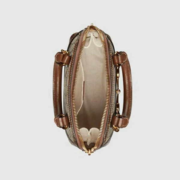 Gucci Horsebit 1955 Mini Top Handle Bag - GG Supreme And Brown Leather