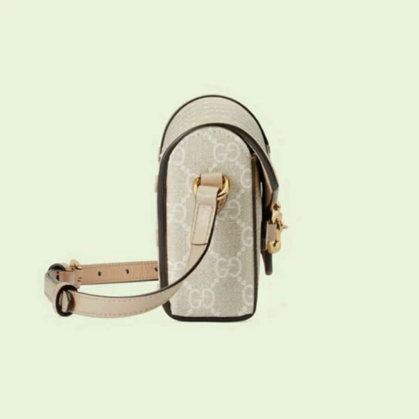 Gucci Horsebit 1955 Mini Bag - Beige Og Hvit GG Supreme