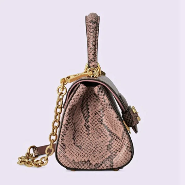 Gucci Horsebit 1955 Python Top Handle Bag - Rosa