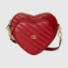 Gucci Interlocking G Mini Heart Skulderveske - Rødt Skinn