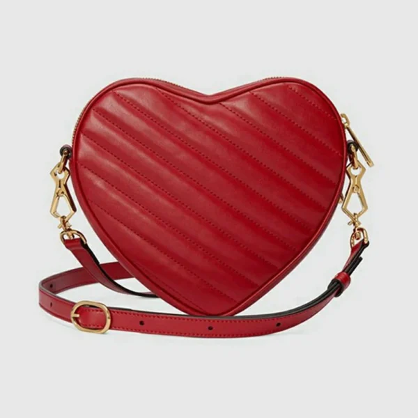 Gucci Interlocking G Mini Heart Skulderveske - Rødt Skinn