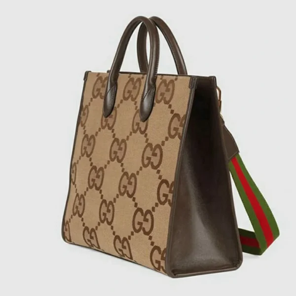 Gucci Jumbo GG Tote Bag - Camel And Ebony GG Canvas