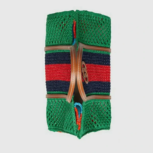 Gucci Medium Interlocking G Tote Bag - Grønn Raffia Effekt