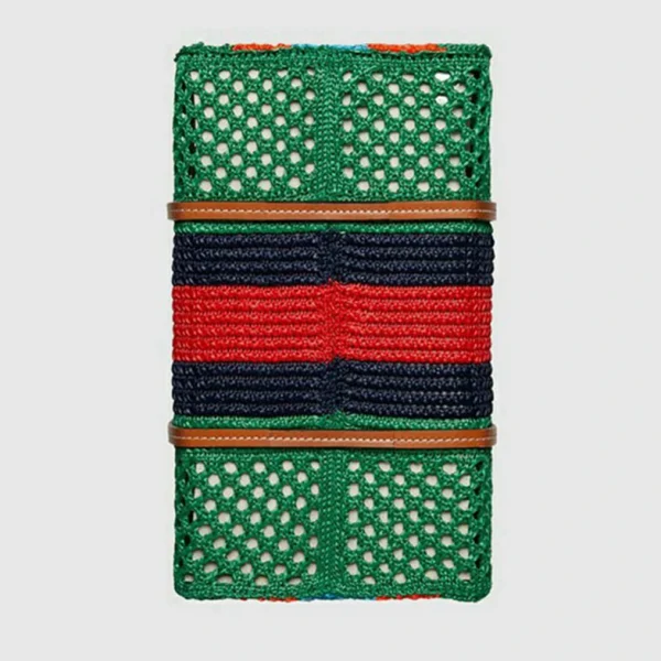 Gucci Medium Interlocking G Tote Bag - Grønn Raffia Effekt