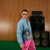 Gucci Mini Tøyveske Med Sammenlåsende G - Beige Og Blå GG Supreme