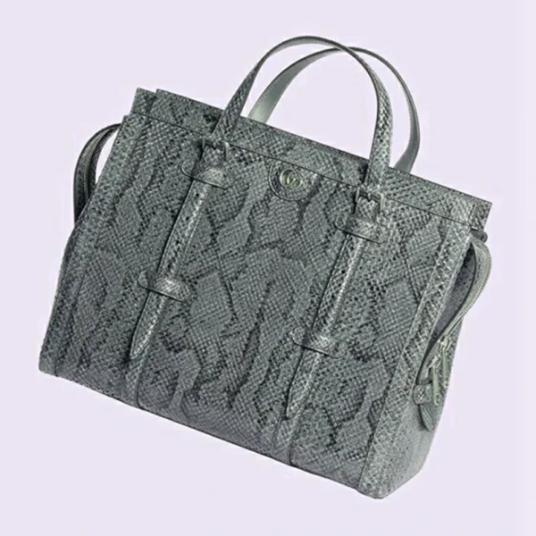 Gucci Python Medium Tote Bag Med Dobbel G - Grå