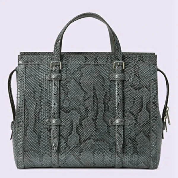 Gucci Python Medium Tote Bag Med Dobbel G - Grå