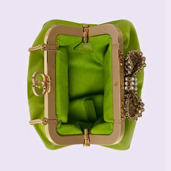 Gucci Satin Håndveske Med Sløyfe - Grønn