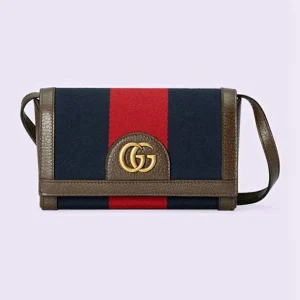 Gucci Web Mini Bag Med Dobbel G - Blått Og Rødt Lerret