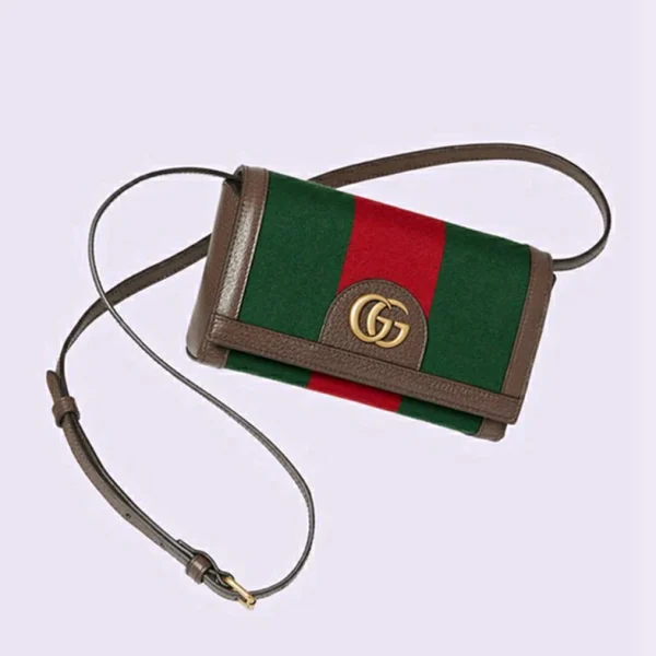 Gucci Web Mini Bag Med Dobbel G - Grønn Og Rød Canvas